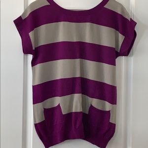 Xhilaration purple and gray striped sweater top